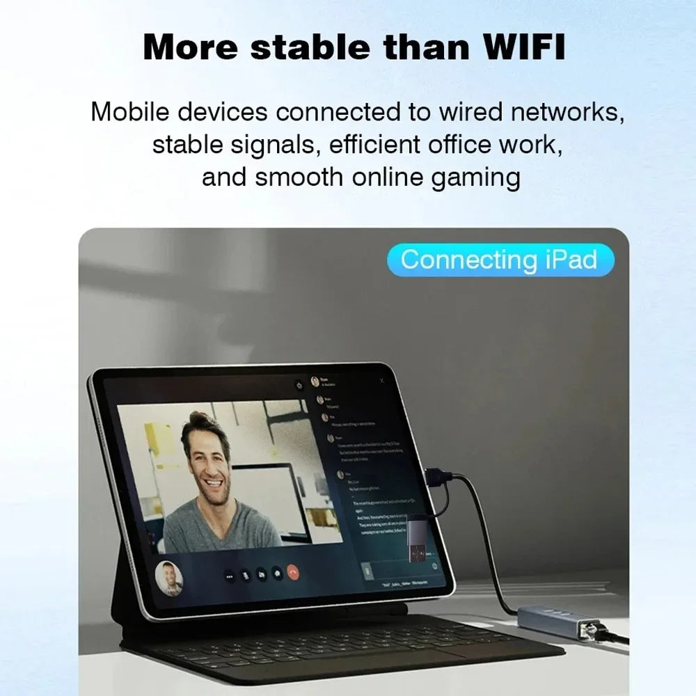 4-in-1 USB-C Hub – Gigabit Ethernet & 3x USB 3.0 | KEBIDUMEI USB-C Hub Adapter HIP