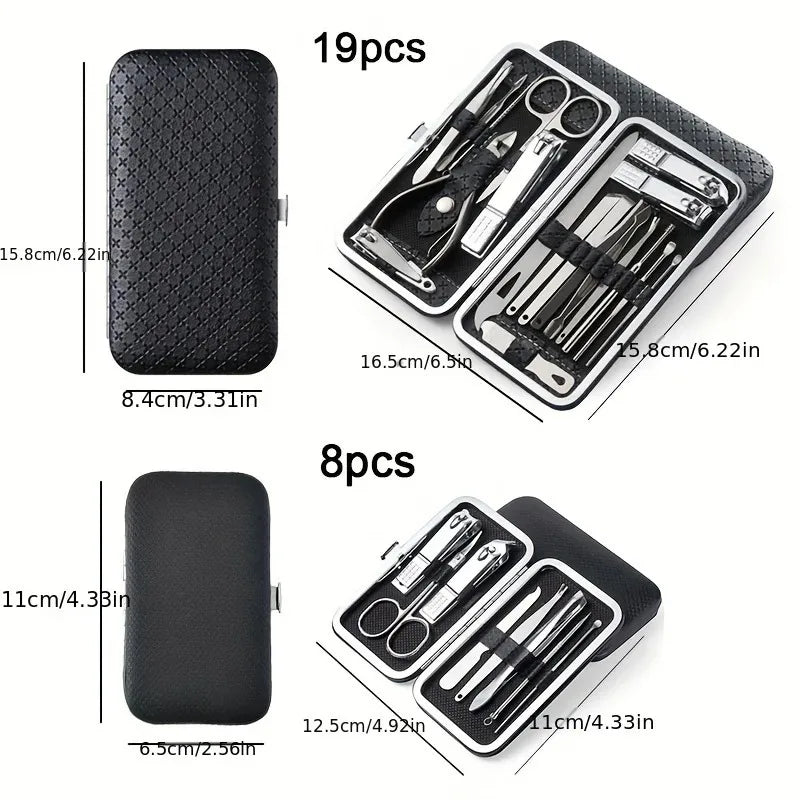 19-Piece Stainless Steel Manicure & Pedicure Set with Case Manicure Pedicure Set HIP