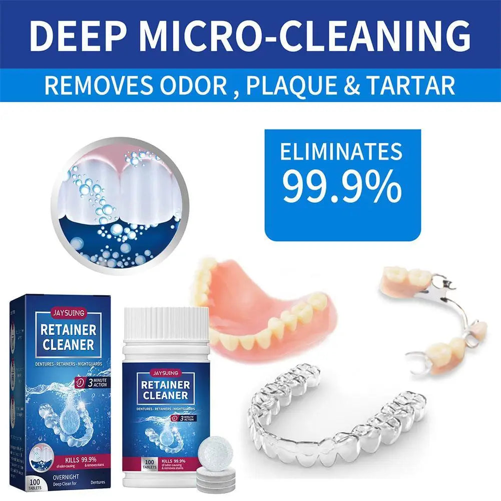 Jaysuing False Tooth Cleaning Tablets Denture Cleaning Tablets Removes Odor Orals Cleaning Retainer Cleaner Fresh Breath HIP