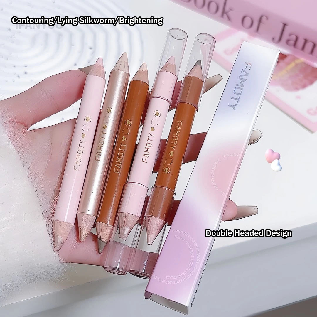 Double Head Highlighter Contour Stick V Face Outline Sculpt Nose Shadow Concealer Lying Silkworm Brighten Mineral Cream Gel Pen HIP