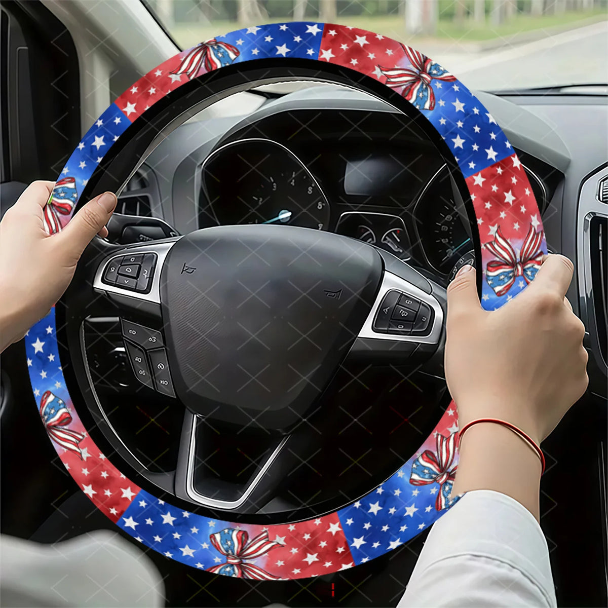 Patriotic American Flag Steering Wheel Cover – Anti-Slip Steering Wheel Cover HIP