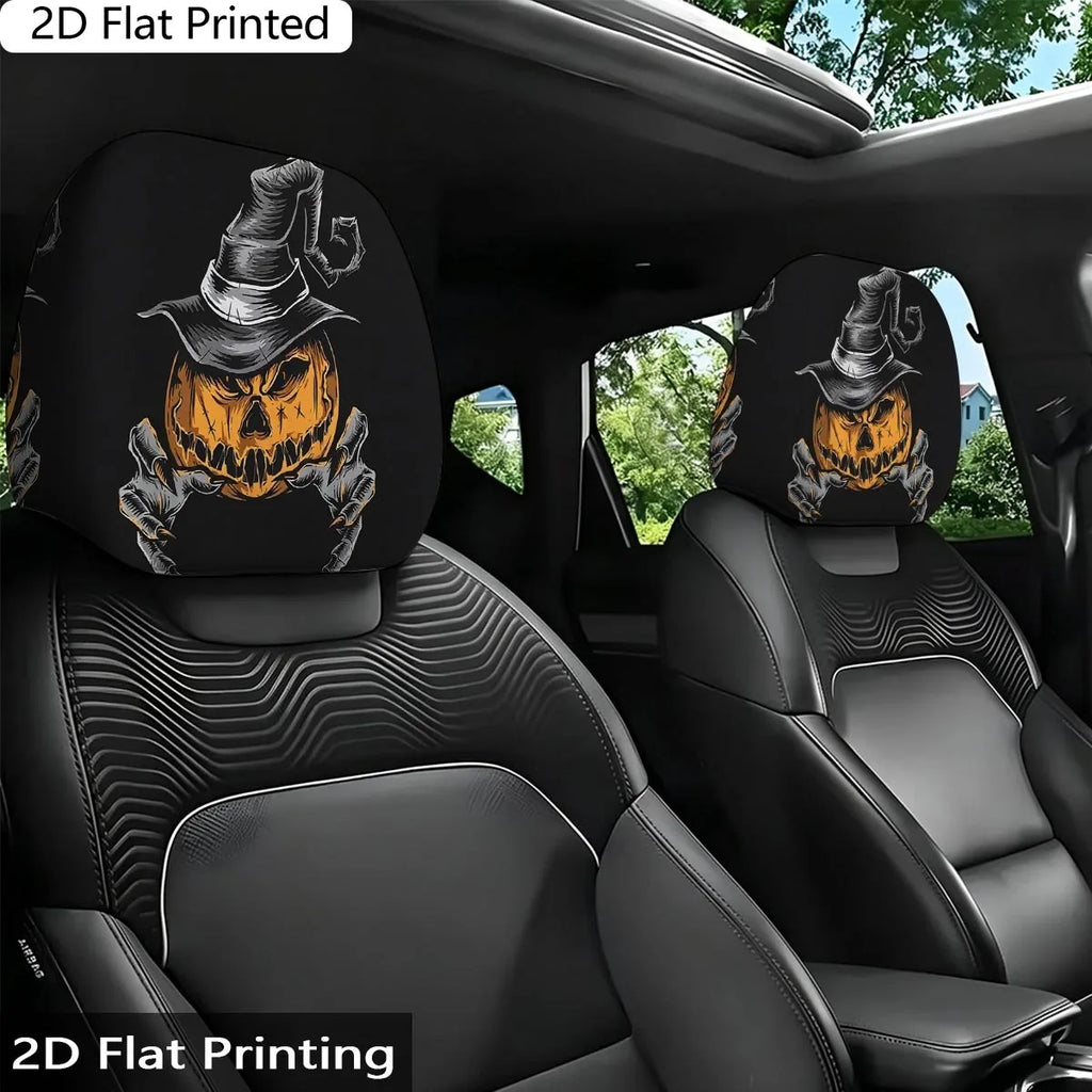 2-Pack Halloween Pumpkin & Wizard Hat Car Pillow Covers Holiday Pillow Covers HIP black