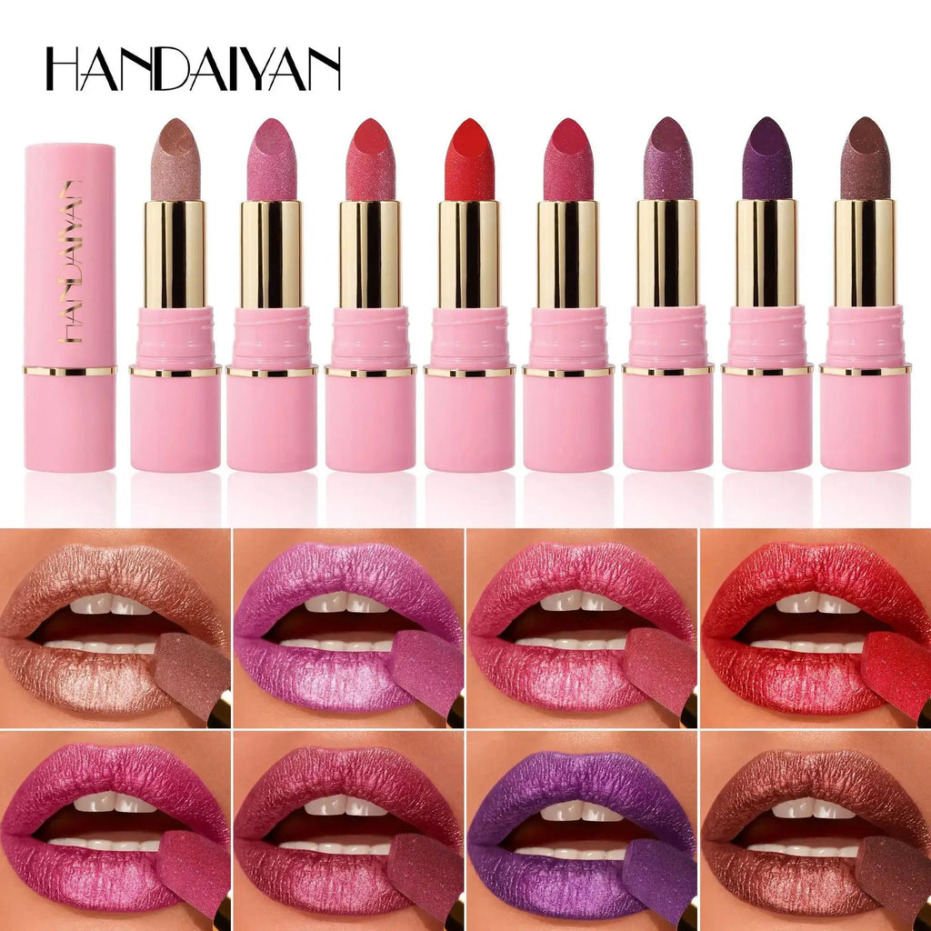Handaiyan Glitter Diamond Lipstick – 8 Shades, Long Lasting Glitter Lipstick HIP