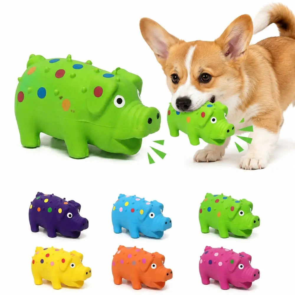 Squeaky Pig Dog Toy – Soft Latex Chew Toy, All Breeds Squeaky Dog Toy HIP