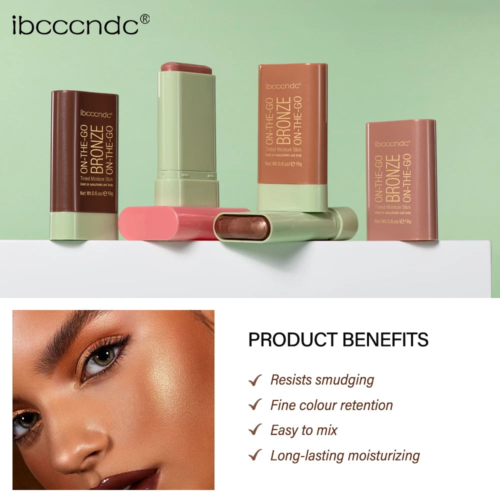 High Gloss Stick Face Brightening Rotary Small Gold Tube Concealer Pearl Gloss Dressing Stick Three Color Makeup Contour Correct HIP