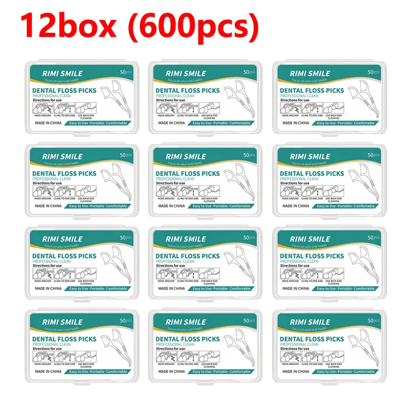 RUZOFO Dental Floss Picks Bulk Pack – 50 to 1500 Pieces Dental Floss Picks HIP C607-12 Box