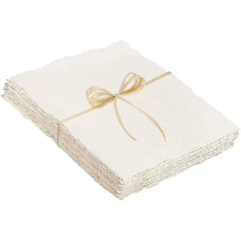 20-Sheet Handmade Cotton Watercolor Paper – Deckled Edge 4x6" Watercolor Paper HIP 01