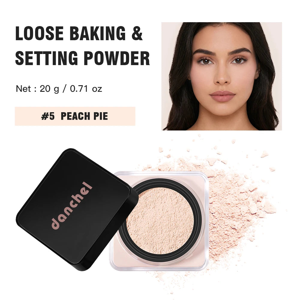 8 Colors Loose Baking Setting Powder Waterproof Sweat Resistant Long Lasting Oil Control Matte Blurring Pores Brightening Makeup HIP 5PEACH