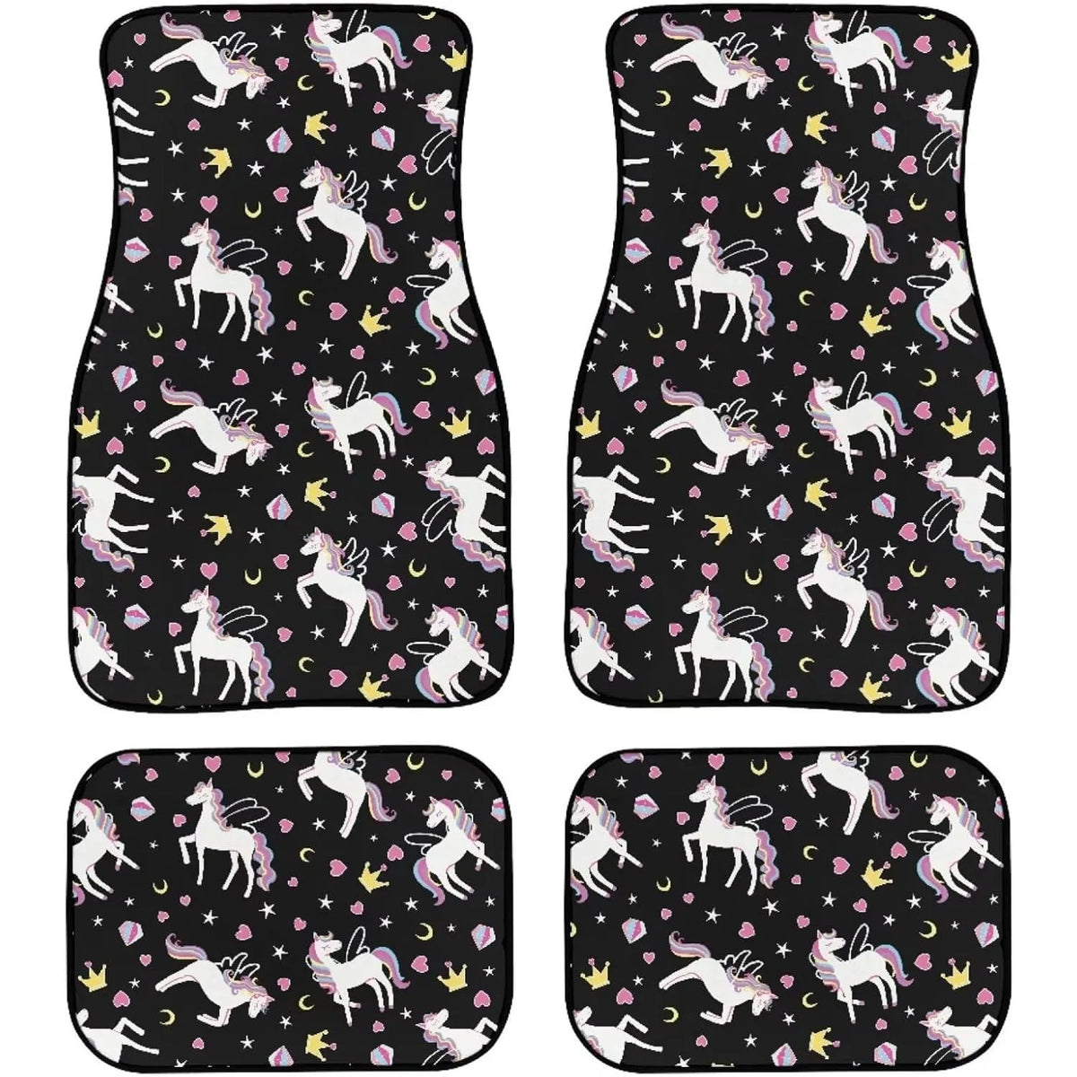 4-Piece White Horses Rubber Floor Mats – Truck, Van & SUV Automotive Floor Mats HIP 1