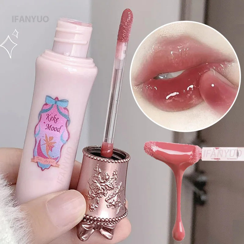 Fairy Mirror Jelly Lip Glaze 6Color Water Light Lip Gloss Lasting Moisturising Non-sticky Film-forming Lipstick Tint Lips Makeup HIP