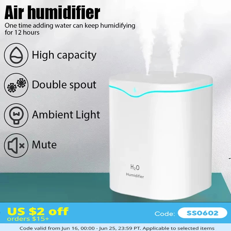 2000ml USB Cool Mist Humidifier & Aromatherapy Diffuser Cool Mist Humidifier HIP