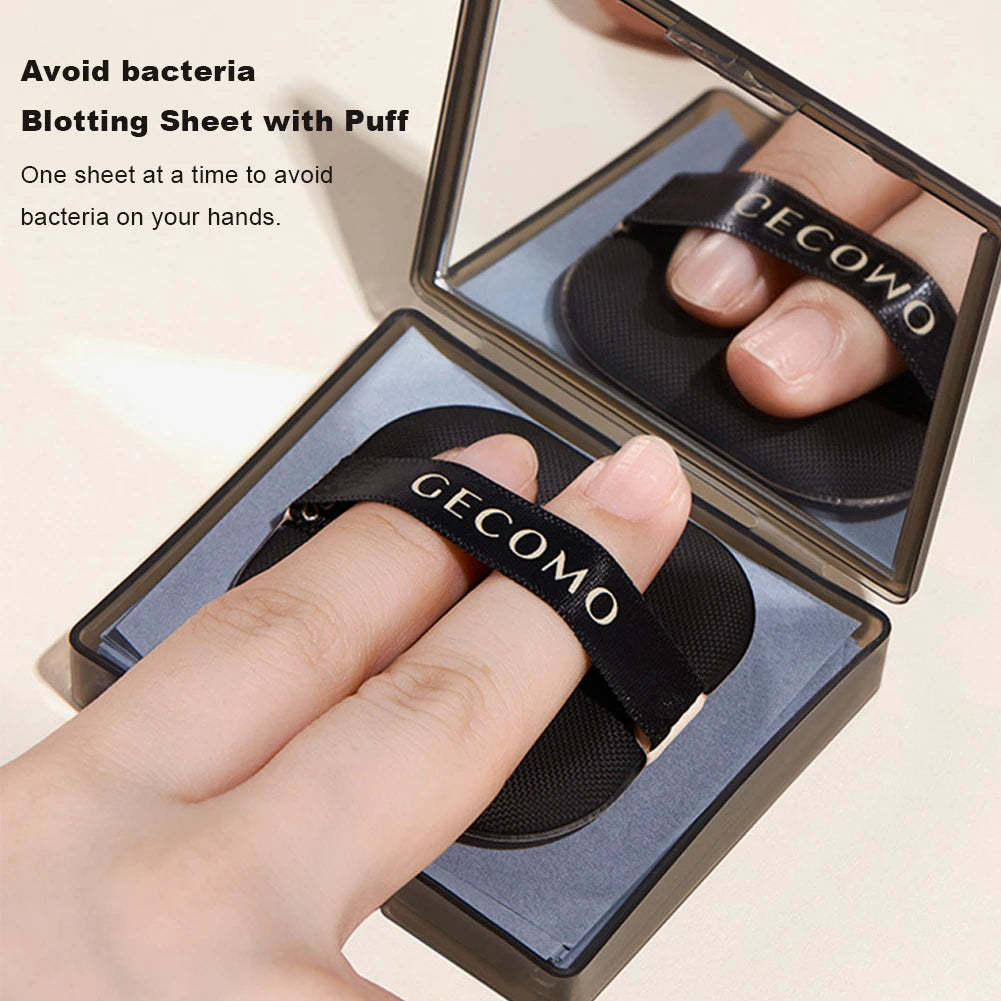Bamboo Charcoal Oil Blotting Papers 100 Sheets with Case & Puff Oil Blotting Papers HIP
