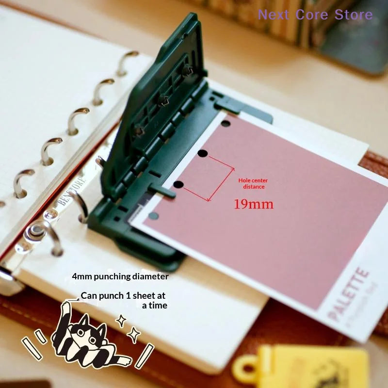 Portable 3-Hole 4mm Punch for M5/A7 Loose Leaf Notebooks Mini Hole Punch HIP