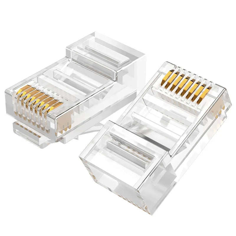 RJ45 Cat6/Cat6e Gold-Plated Network Connector Plugs 20/50/100pk Network Connector Plug HIP