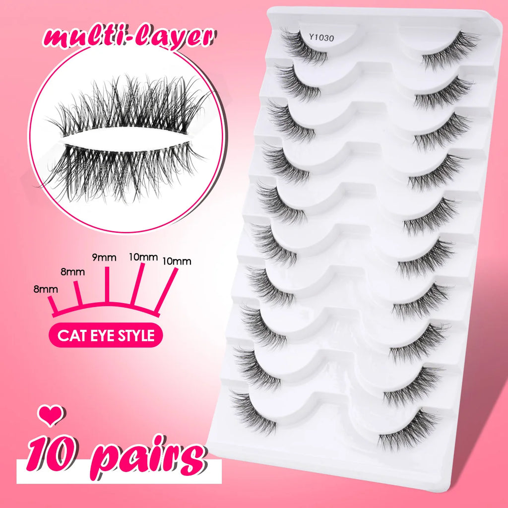 New Fox Half Eyelashes 3/10 Pairs 3D Mink Lashes Natural Eyelash Extension Cat Eye Eyelashes Makeup Tools Faux Cils Maquiagem HIP