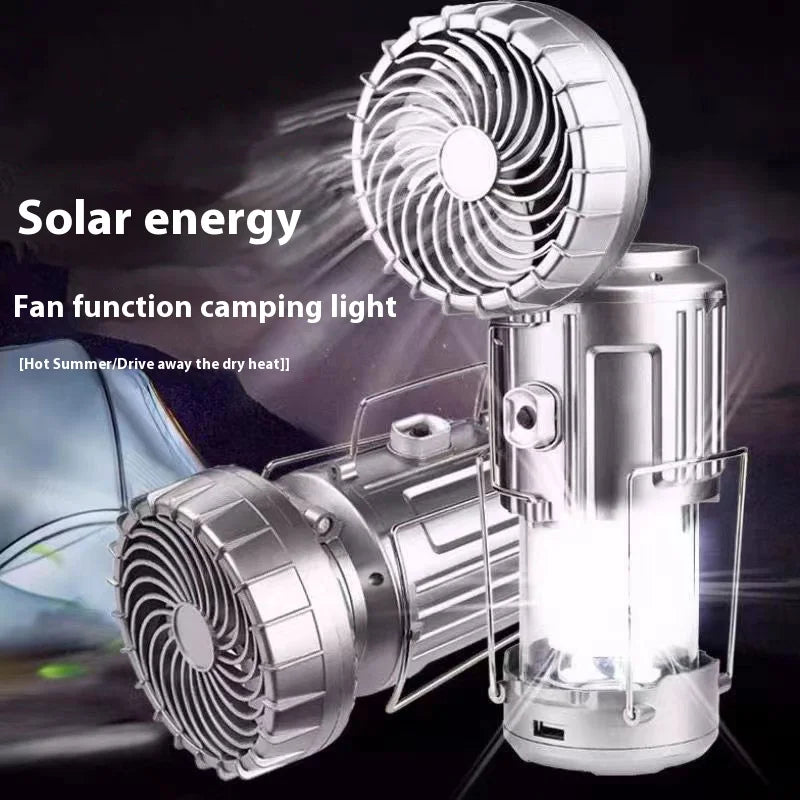 Solar LED Camping Lantern Fan – Portable Hanging Tent Light Solar Camping Lantern HIP