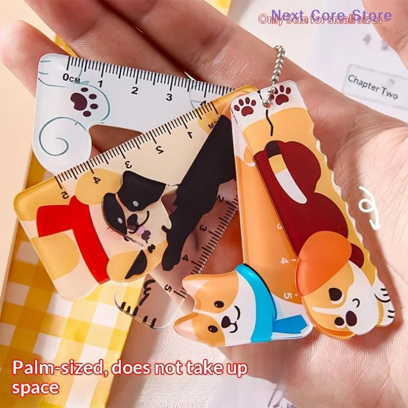 5-Piece Cartoon Animal Mini Ruler Set – Portable Bookmark Rulers Mini Ruler Set HIP
