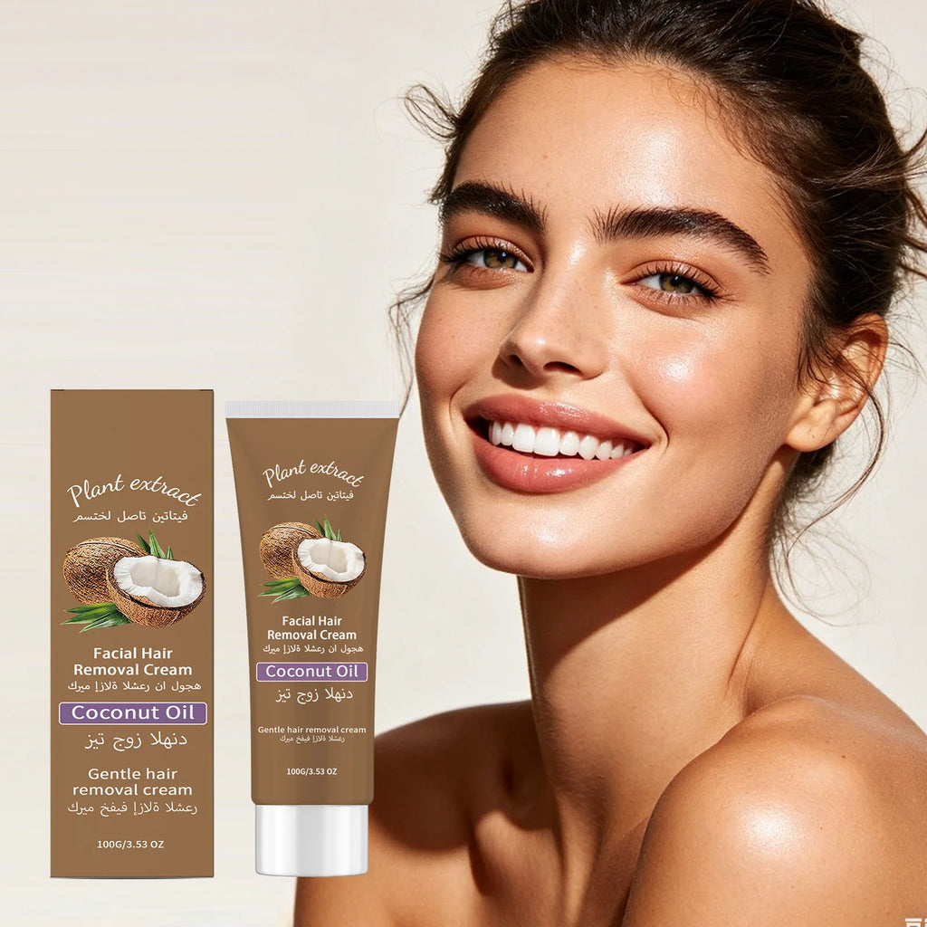 Gentle Facial Hair Removal Cream with Coconut Oil – 100g Facial Depilatory Cream HIP