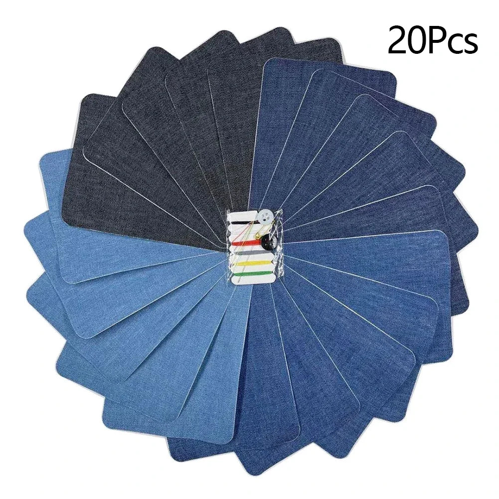 Household Apparel Sew Accessory 24/20Pcs Iron On Fabric Patches For Jeans Pants Jackets Knee Repair HIP 20Pcs four colors