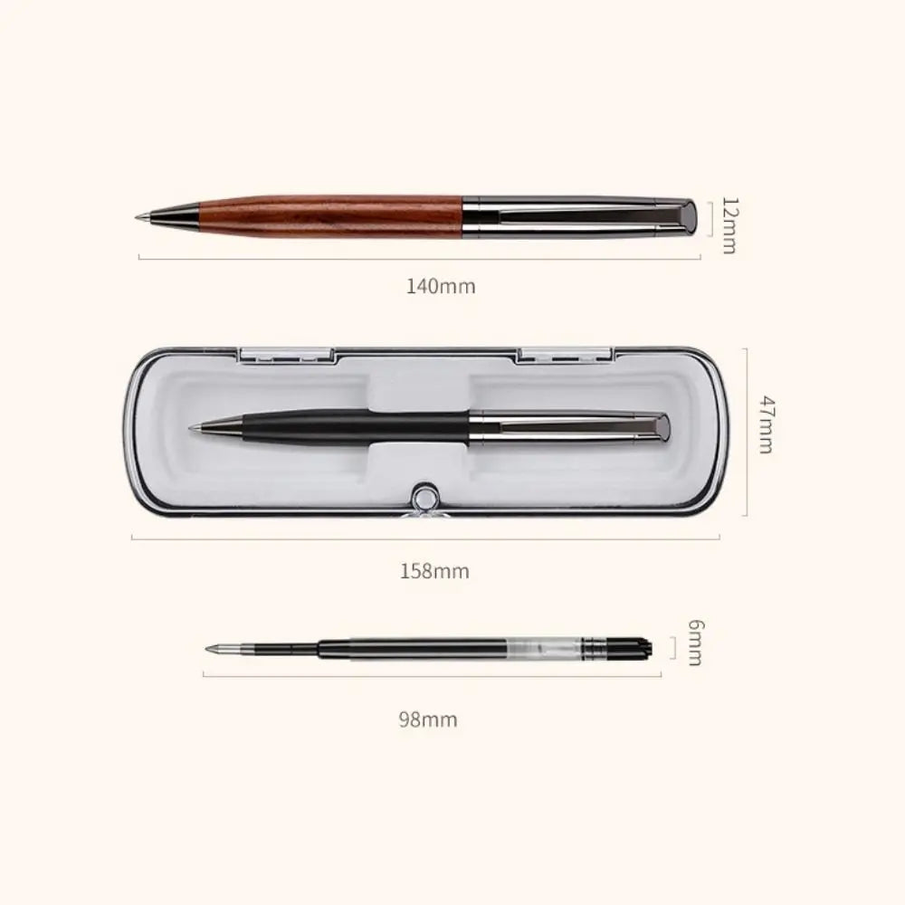 0.5mm Metal Wood Barrel Ballpoint Pen – Smooth Black Ink Metal Ballpoint Pen HIP