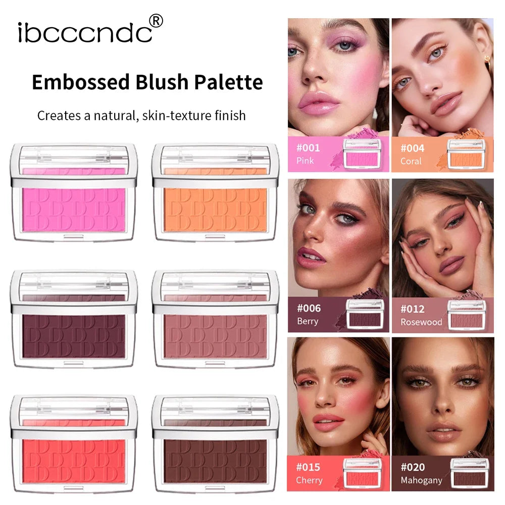 Hot Matte Embossed Blush Palette Rosy Blusher Facial Blush Powder High Pigmented Pink Coral Rouged For Cheeks Smooth Cosmetics HIP
