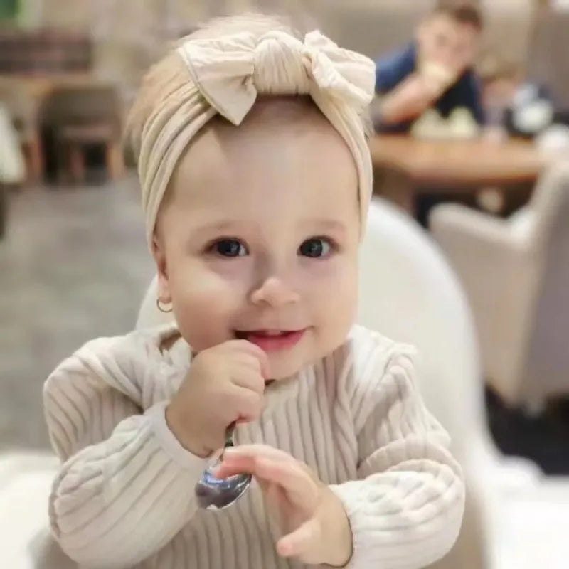 Baby Girl Soft Elastic Bow Headband – Newborn to Toddler Baby Hair Headband HIP