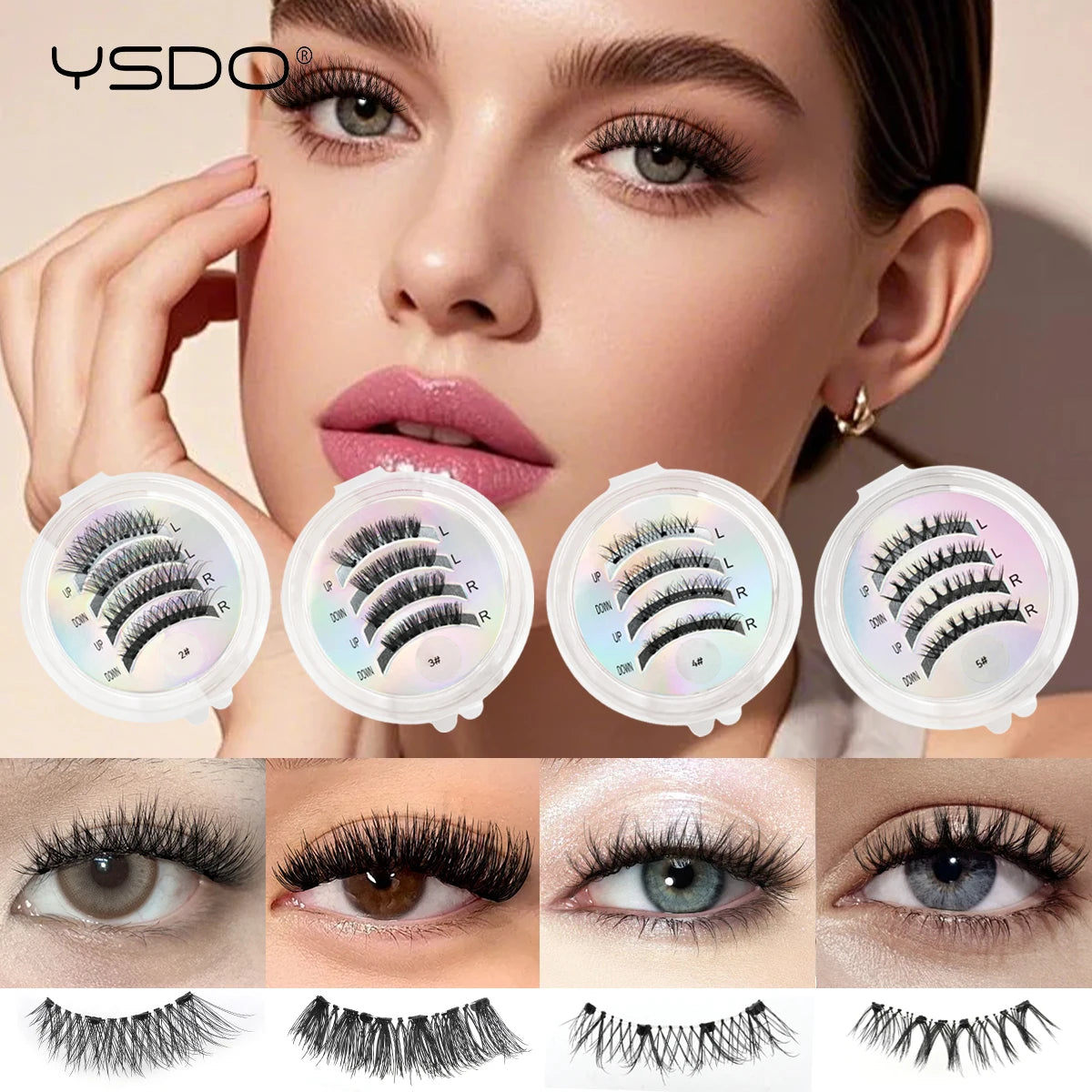 YSDO New Magnetic Lashes extension Set 1 Pairs Reusable No Glue Needed False Eyelashes with Magnetic Tweezers Set Make up Tool HIP
