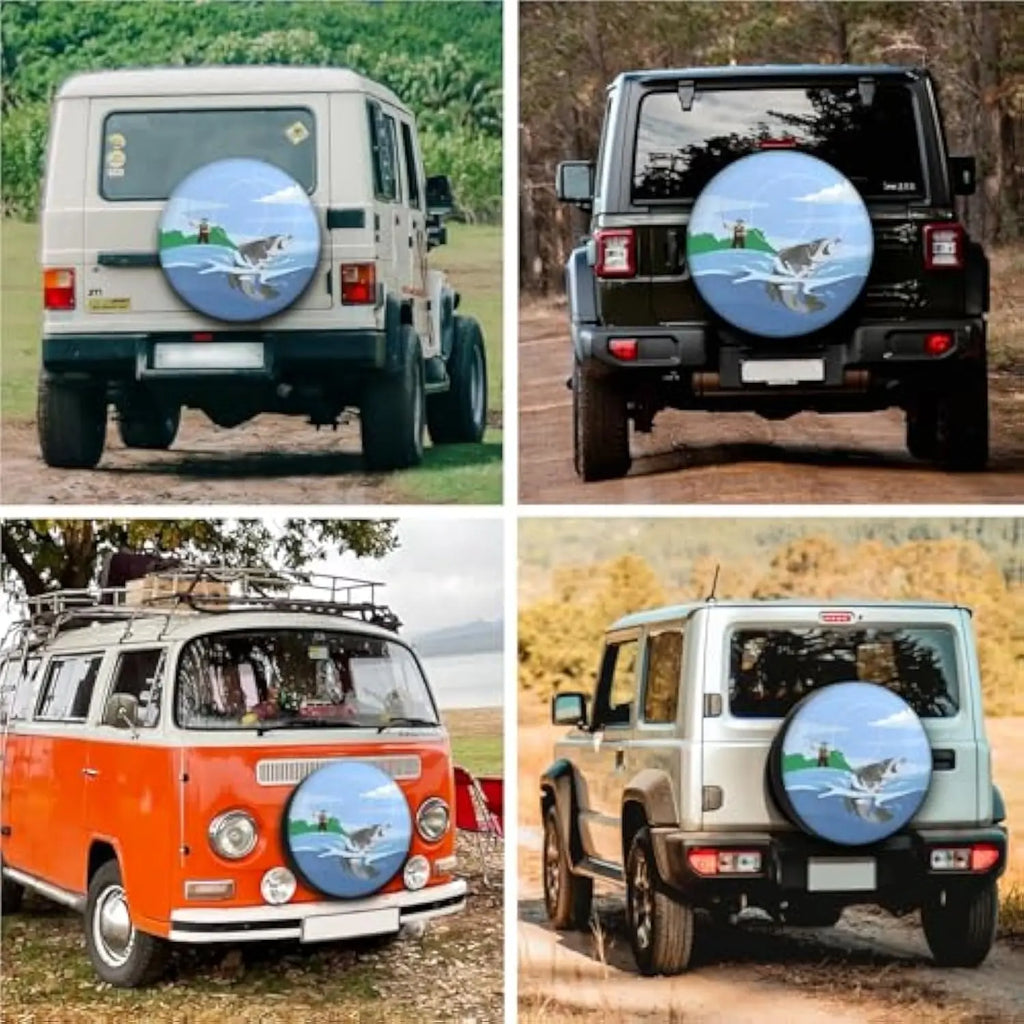 Fly Fishing Spare Tire Cover – Polyester RV SUV Truck Spare Tire Cover HIP
