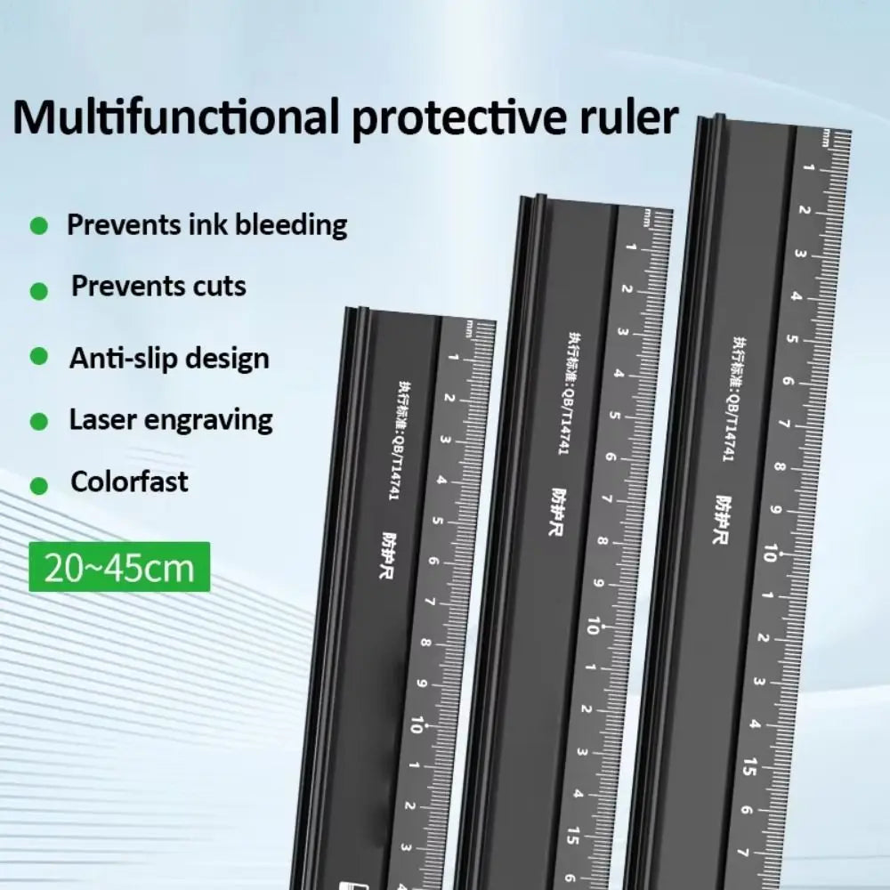 Aluminum Straight Ruler Anti-Cut Non-Slip | 20/30/45cm Measuring Straight Ruler HIP