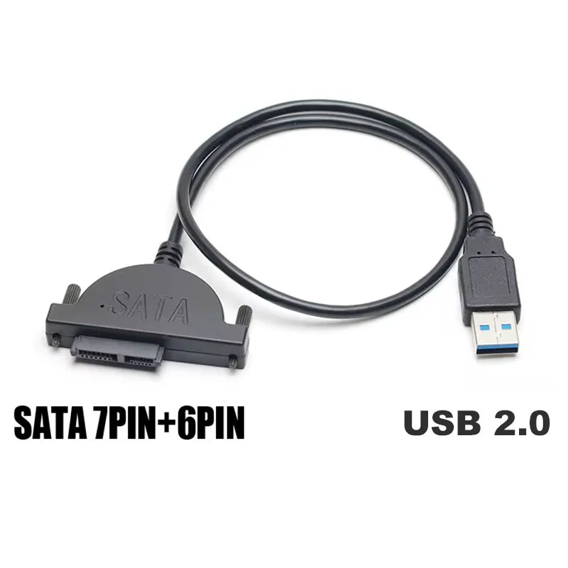 USB 2.0 to SATA 7+6 Pin CD/DVD-ROM Drive Adapter Cable USB to SATA Adapter HIP