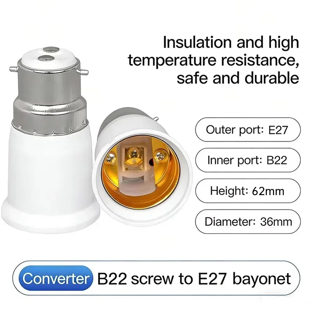 B22 To E27 Fireproof Bulb Socket Adapter Bulb Converter Bracket Household Lamp Holder Lighting Parts Accessories HIP CN