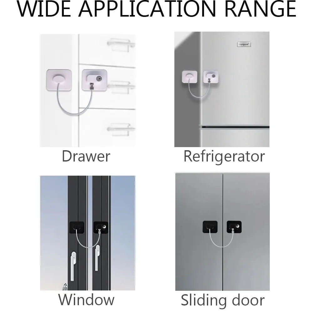 Child Safety Cable Lock for Cabinets, Fridge & Windows Child Safety Lock HIP