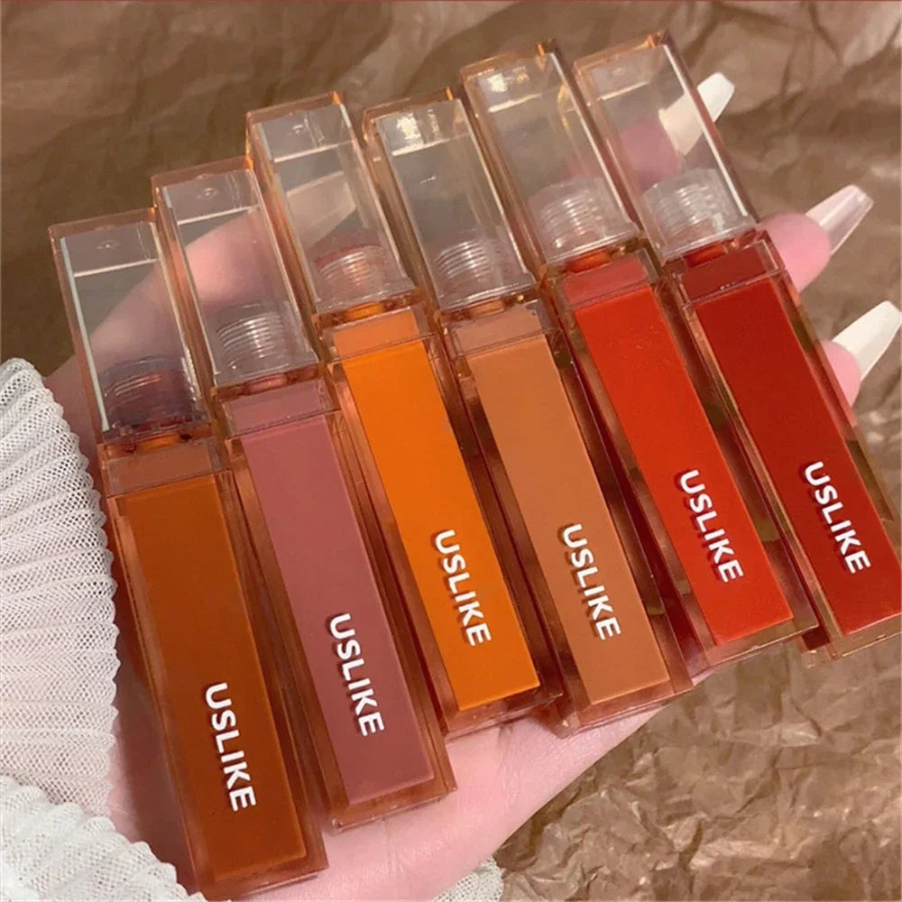 Cute Mirror Lipstick Makeup Moisturizing Texture Waterproof Long Lasting Sweat Resistant Rich Color Silky Lip Glaze Lip Tint HIP