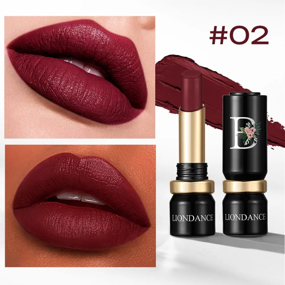 Velvet Mist Flower Lipstick High Pigment Long Lasting Matte Lip Gloss Dark Rich Colors Waterproof Creamy Smooth Lips Makeup HIP 02
