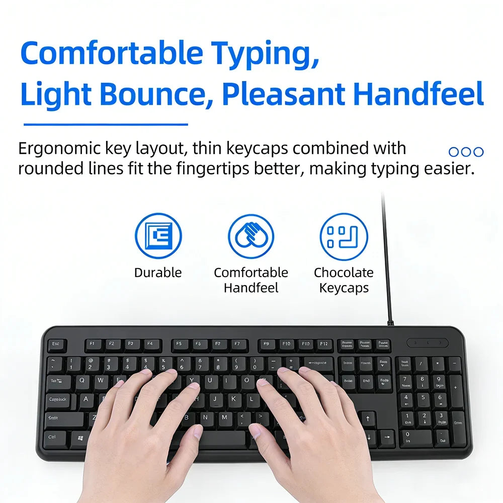 KEBIDUMEI 104-Key USB Wired Keyboard – Office & Gaming USB Wired Keyboard HIP