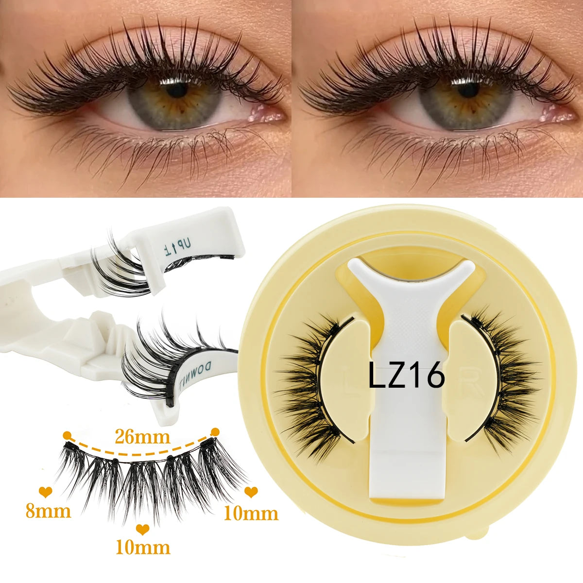 Hot Magnetic Eyelashes Set 1 Pair Reusable No Glue Needed False Eyelashes with Magnetic Tweezers Curly Faux Lashes Makeup Tool HIP