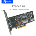 PCIe 4.0 x8 Dual NVMe M.2 SSD Expansion Card – 1 to 2 NVMe Expansion Card HIP PCle4.0 X8