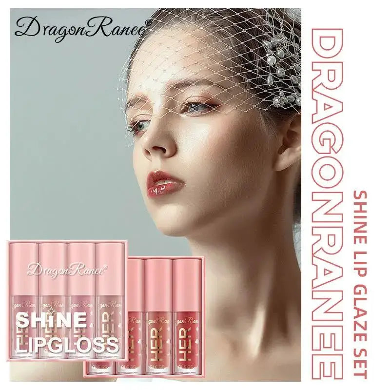 Dragon Ranee 4-Piece Hydrating Lip Gloss Set – Glossy & Waterproof Lip Gloss Set HIP