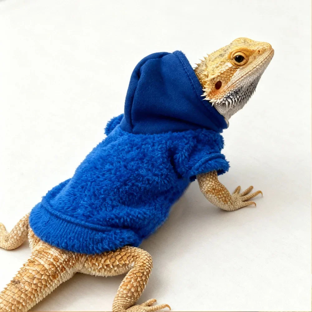 Warm Pet Sweater Hoodie Coat Apparel For Bearded Dragons Lizards Reptiles Chameleons Geckos Hamster Small Animals Photo Prop HIP Blue