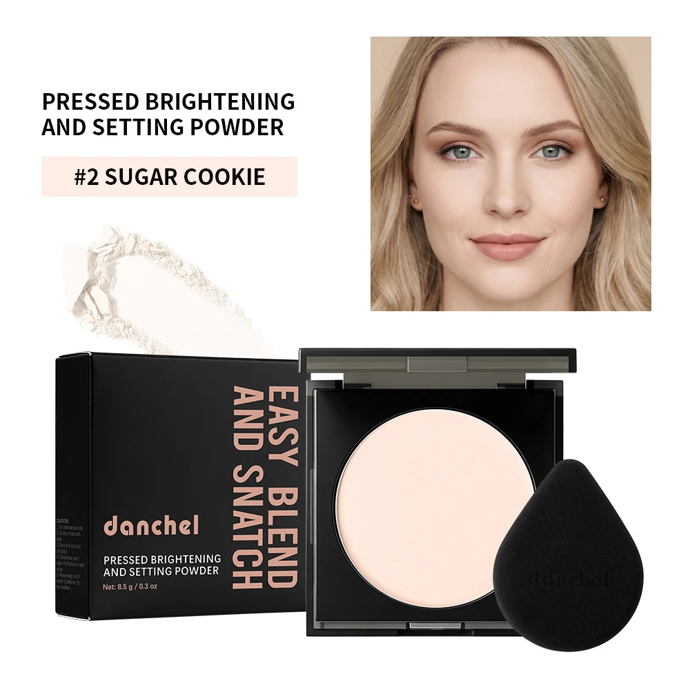 Matte Full Coverage Pressed Powder Foundation With Puff Applicator Waterproof 24H Fresh Wear Weightless Oil Control Cosmetics HIP 2Sugar Cookie