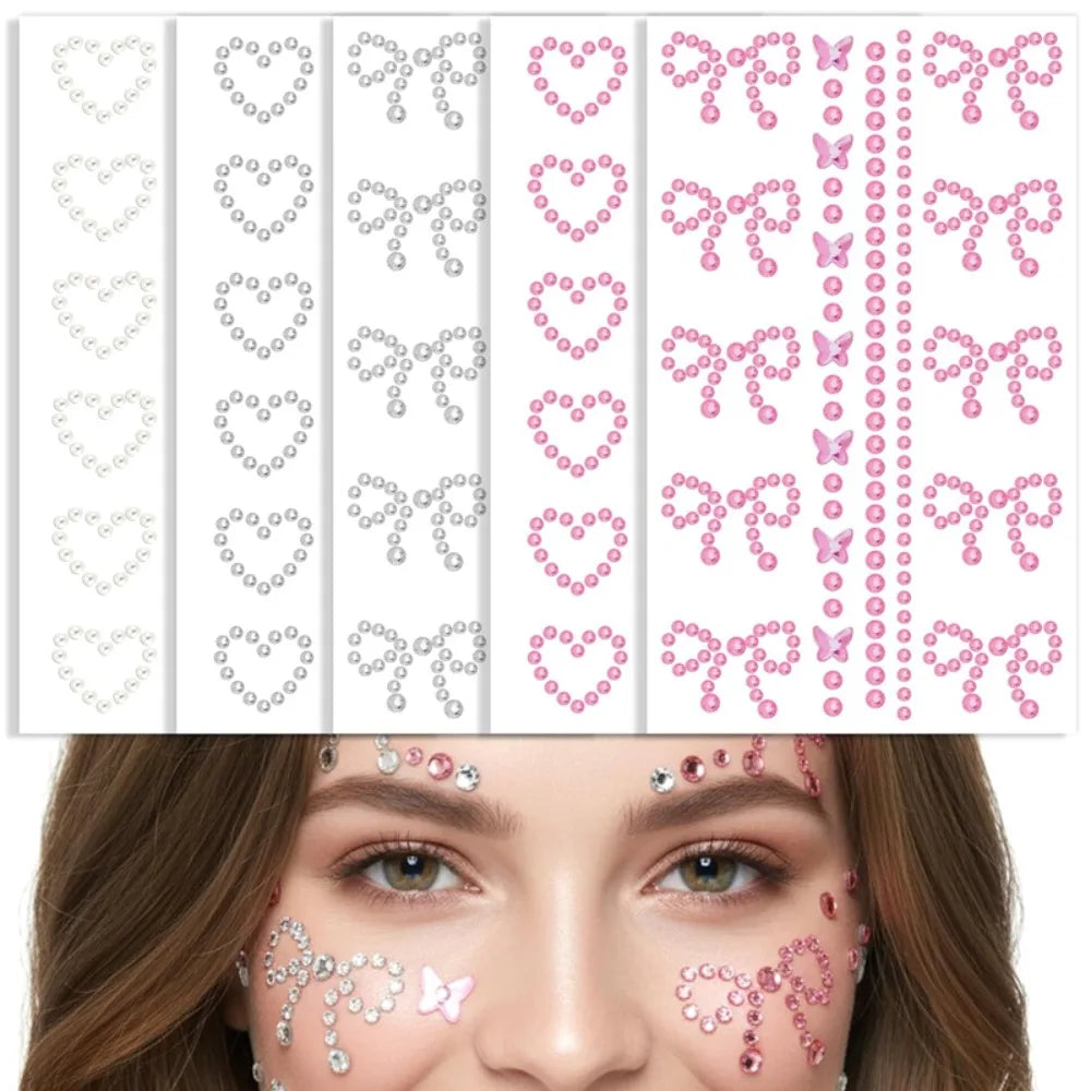 5D Clear Star Self Adhesive Face Gem Stickers Temporary Tattoo Shiny Hollow Star Hair/Face/Body Gems Jewels Craft DIY Decoration HIP