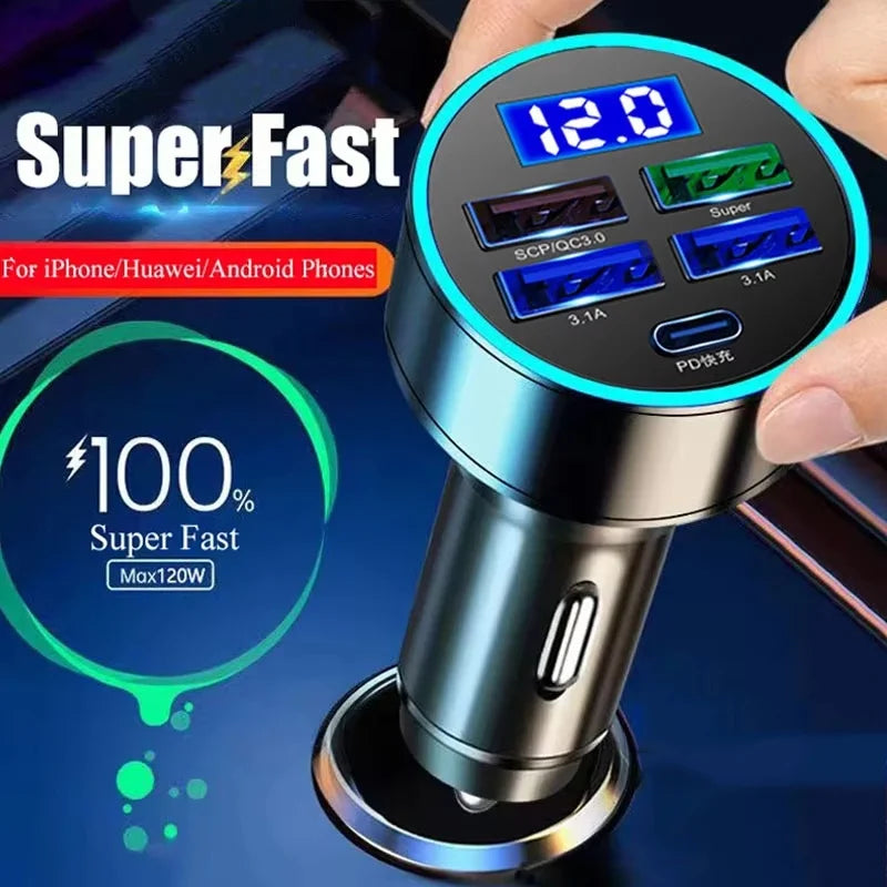 250W PD QC3.0 Car Charger – Fast USB-C & USB Car Adapter Car Charger Adapter HIP