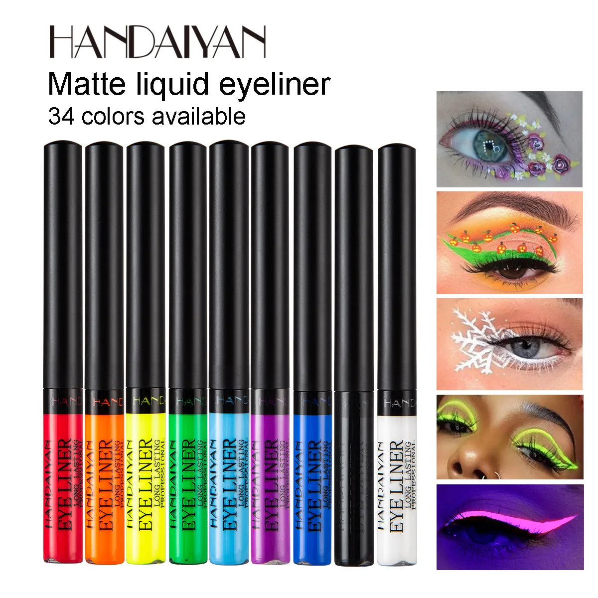 Neon UV Glow Liquid Eyeliner Pen – Waterproof Matte Colors Liquid Eyeliner Pen HIP