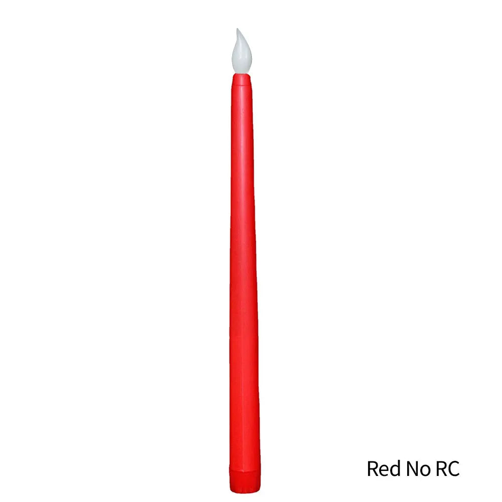 Flameless Pointed Candle Light Long Christmas LED Candle Battery Powered Decorative Church Flickering Candle Light for Event HIP Red No RC