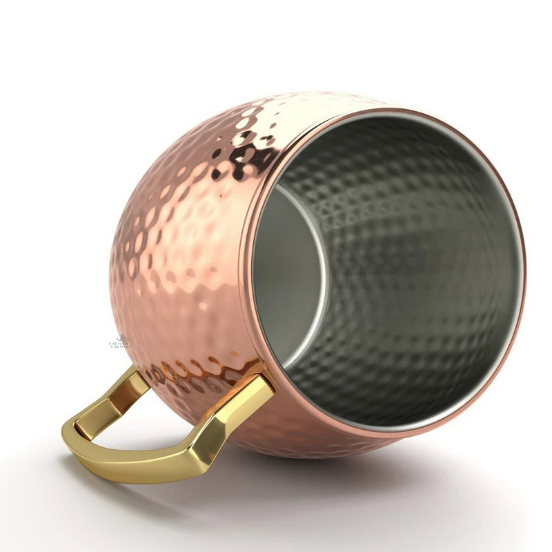 8-Piece Hammered Moscow Mule Copper Mugs – Stainless Steel Set Cocktail Mug Set HIP