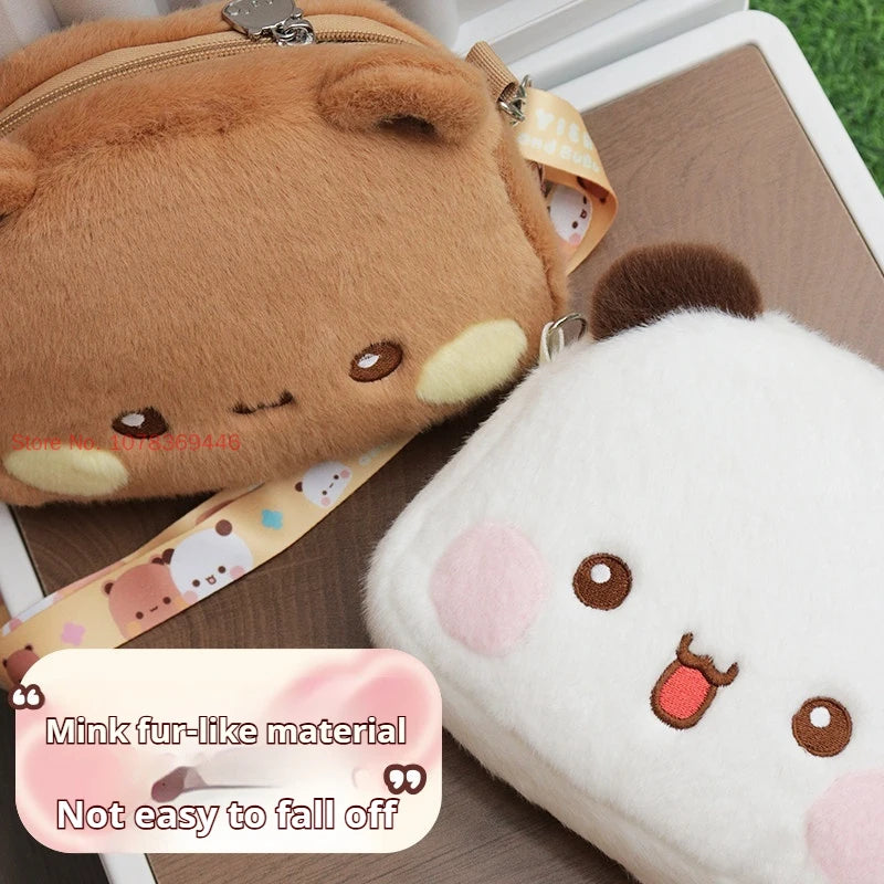 Panda Bubu & Dudu Plush Shoulder Bag | Cute Cartoon Messenger Plush Shoulder Bag HIP
