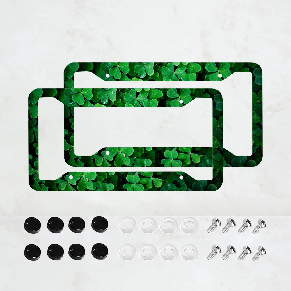 2-Pack St. Patrick's Lucky Clover Aluminum License Plate Frames License Plate Frame HIP green