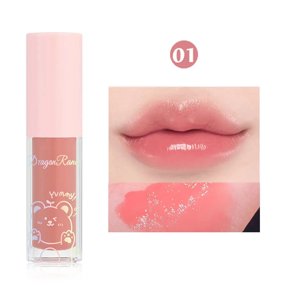 Water Light Glass Lip Glaze Hydrating Mirror Lips Oil Nourishing Moisturizing Pearlescent Glitter Cute Tootsie Mini Lip Gloss HIP 01
