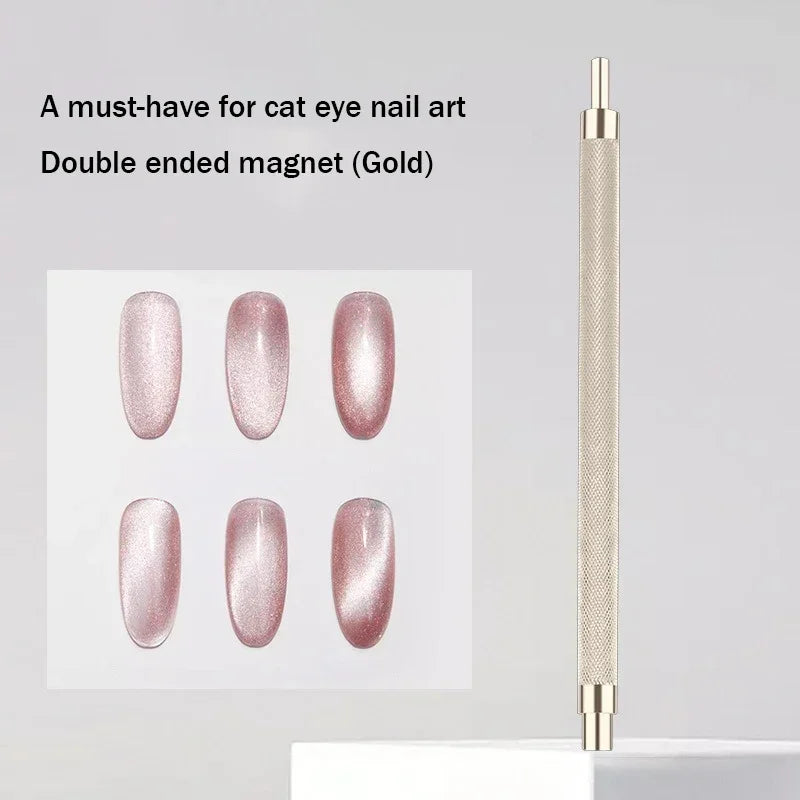 Gold Silver Doube Head Nail Art Magnets Strong Nail Magnetic Bar Nail Polish Gel Design Glitter Cate Eye Effect Manicure Tools HIP 1pc Gold