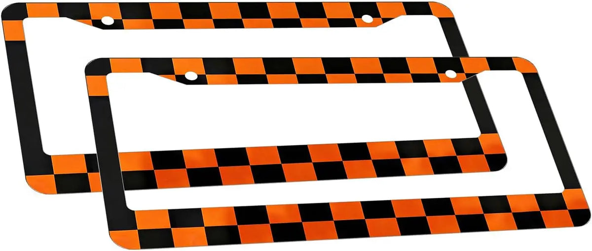 Racing Checkered License Plate Frame 2-Pack – Orange & Black License Plate Frame HIP